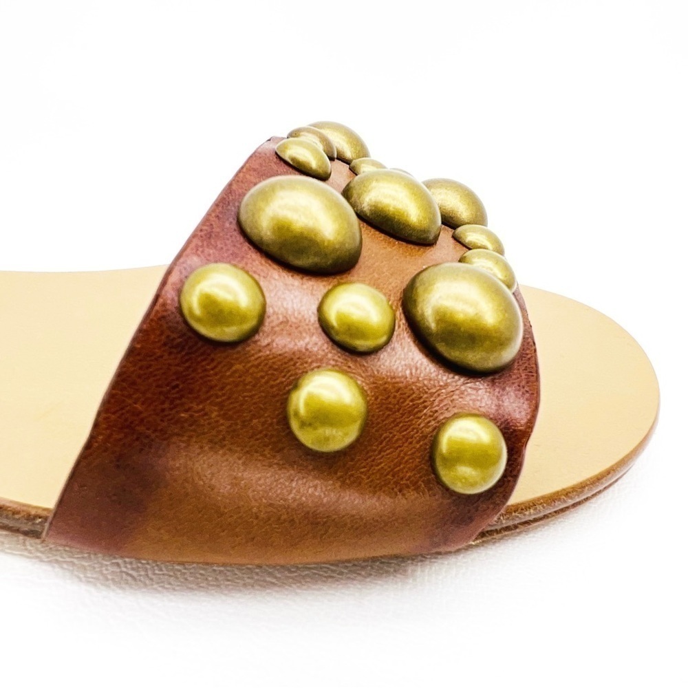 New Michael Kors Collection Mica Studded  Strappy Sandals Brown Leather Size 6.5 - Picture 7 of 13